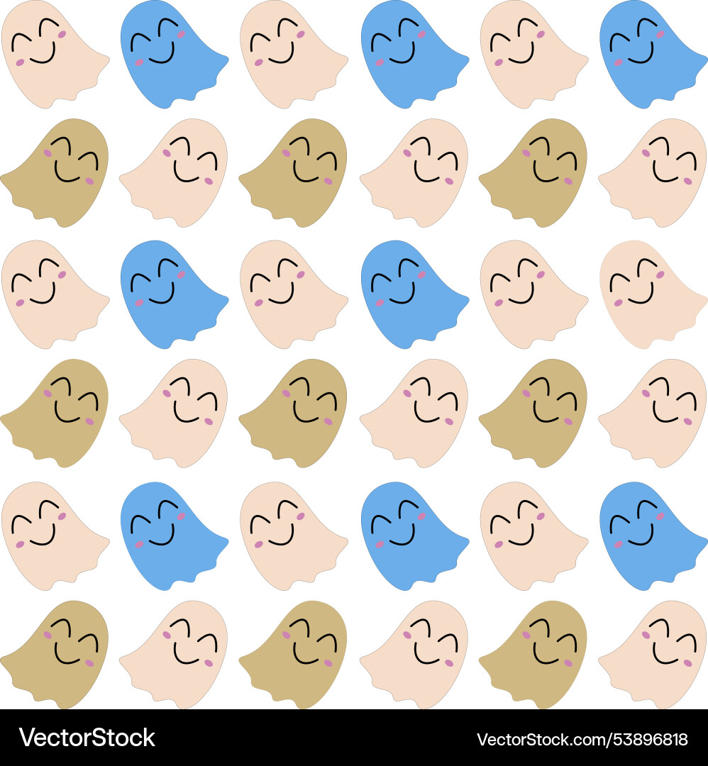 Retro halloween ghosts pattern texture background Vector Image