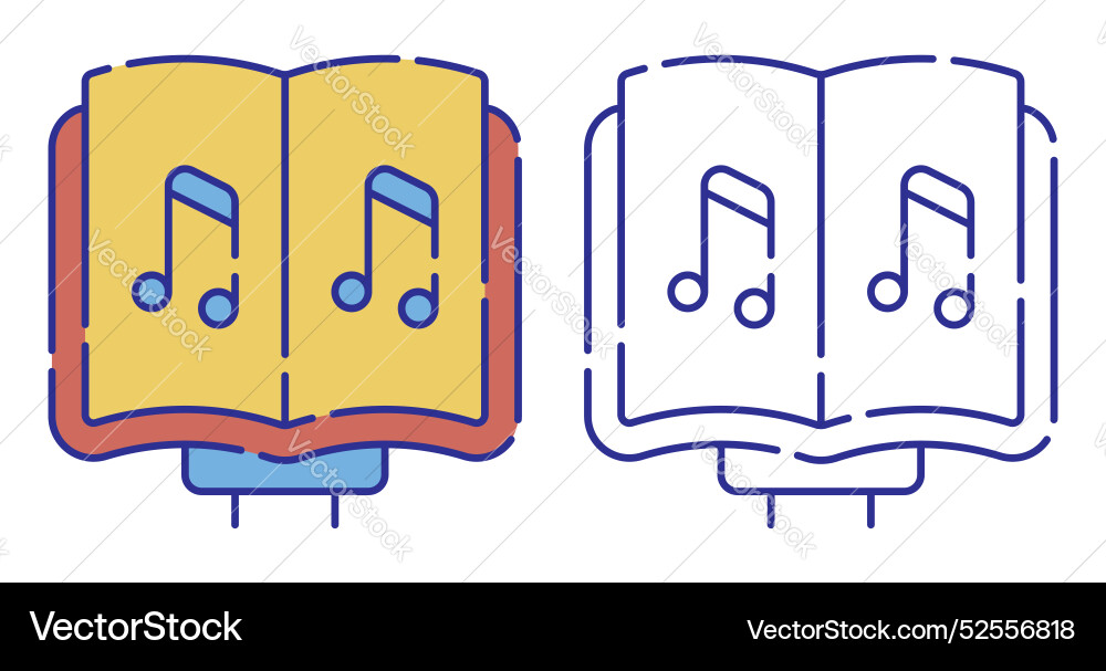 Thin line stroked color icon notebook with notes Thin line stroked color icon notebook with notes Vector Image