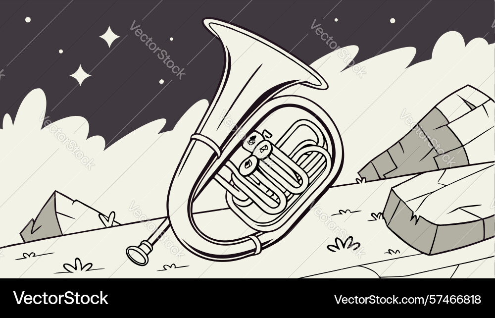 Tuba with geometric broken structures abstract Vector Image
