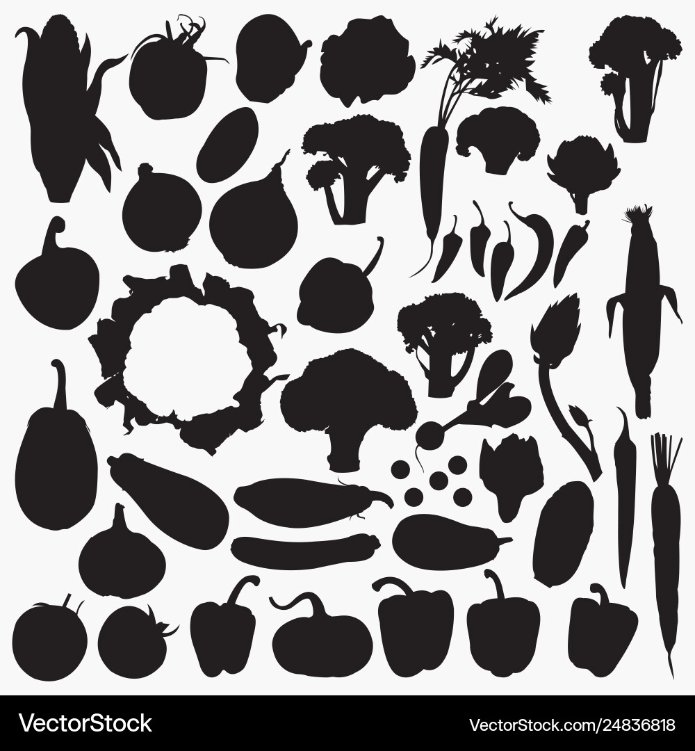 Vegetable Silhouettes Collection vector image