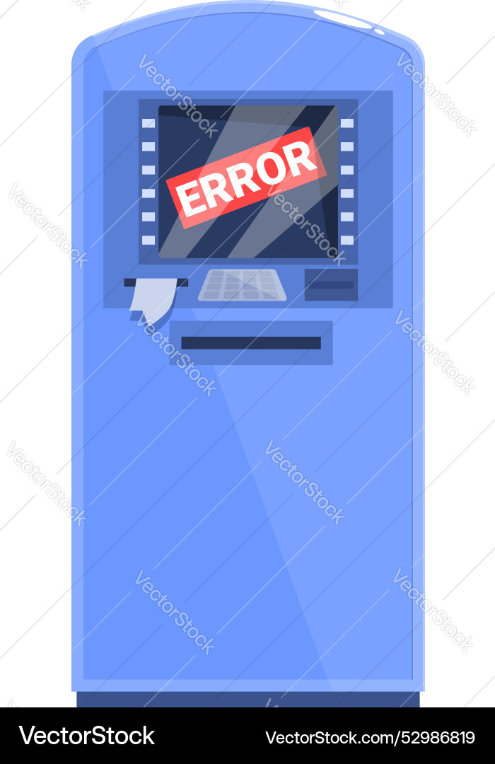 Atm error message showing on screen cash machine Atm error message showing on screen cash machine vector image