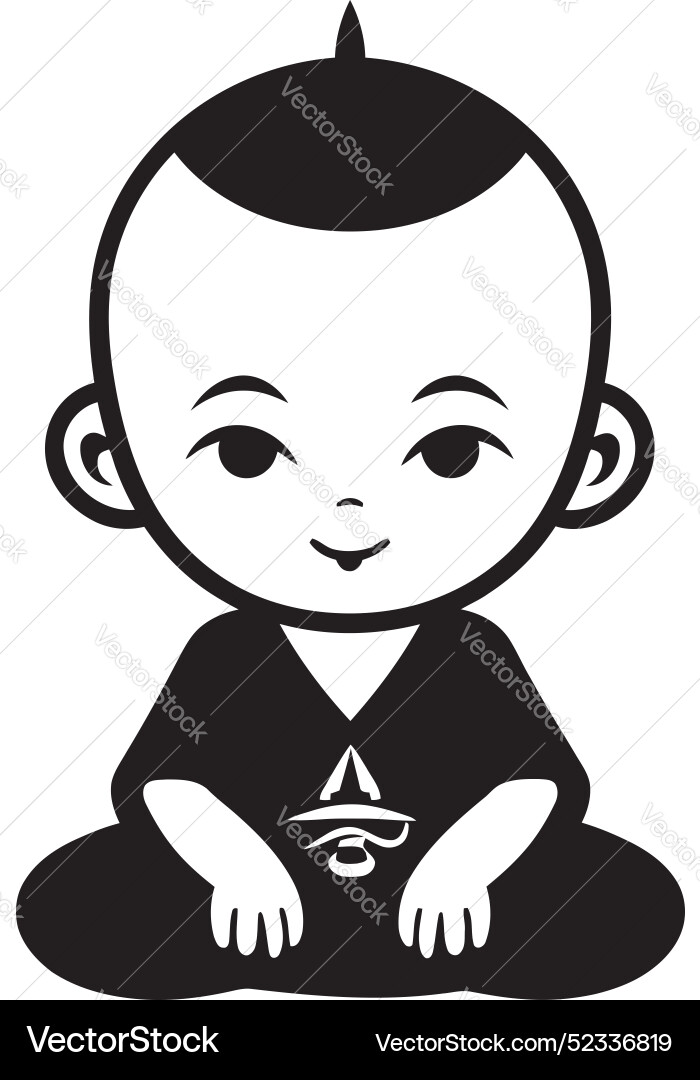 Chibi enlightenment serene kid peaceful tot Chibi enlightenment serene kid peaceful tot vector image