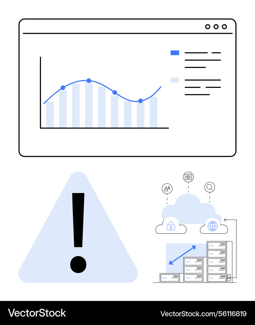 Data analysis dashboard with cloud backup workflow Data analysis dashboard with cloud backup workflow vector image