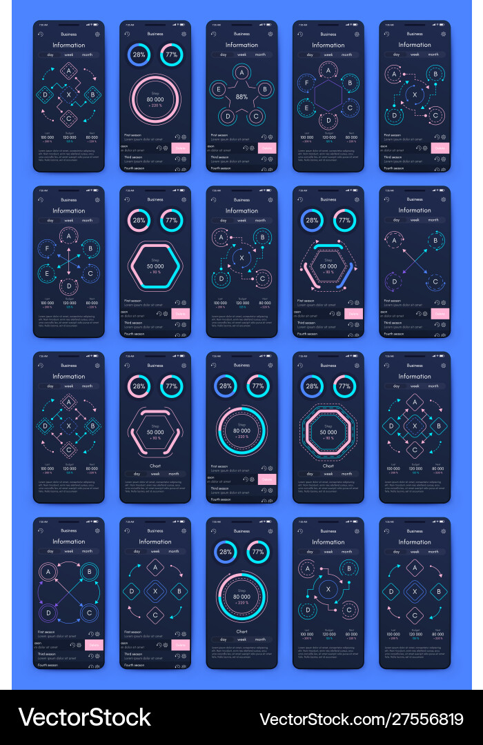 Different ui ux gui screens and flat web icons Different ui ux gui screens and flat web icons Vector Image