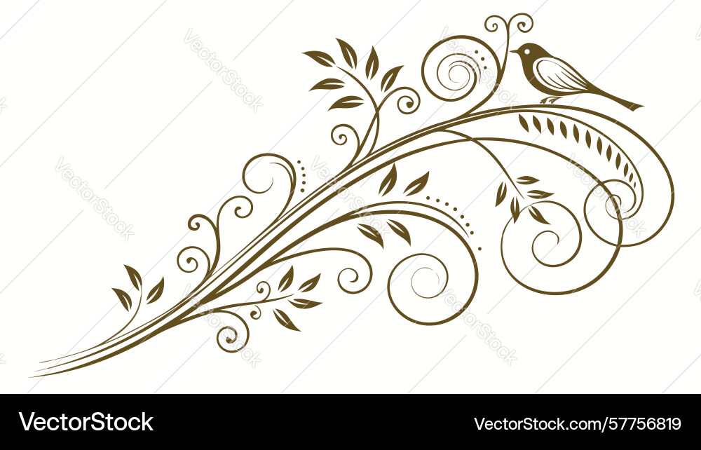 Elegant corner scrollwork with leaf detail design Vector Image
