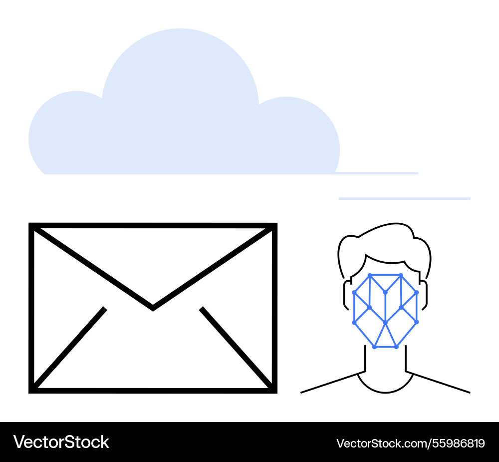 Face recognition technology linked with cloud Face recognition technology linked with cloud vector image