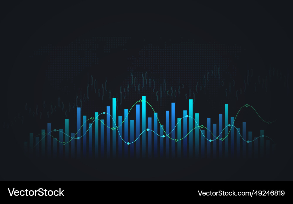 Financial chart with glowing growth vector image