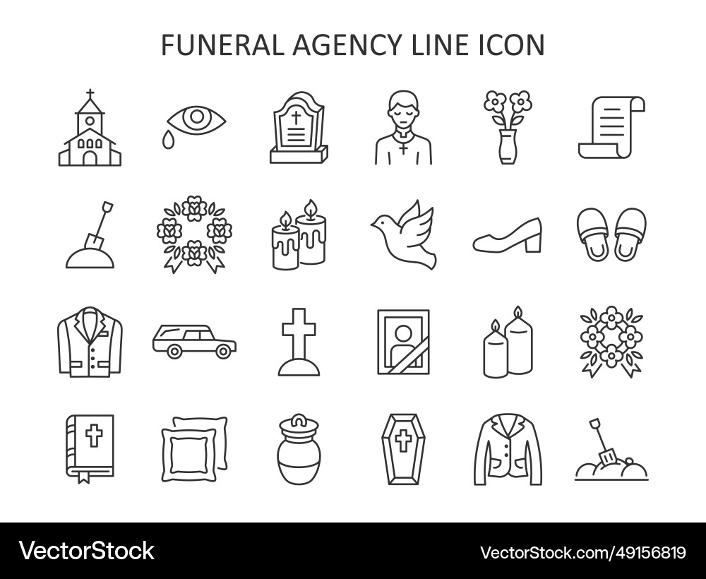 Funeral agency line icon set vector image