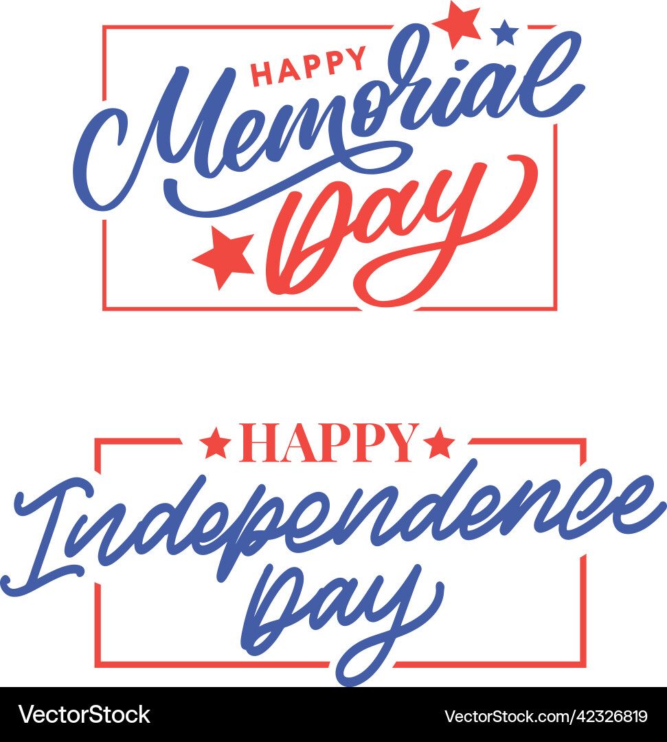 Happy memorial day - stars and stripes letter vector image