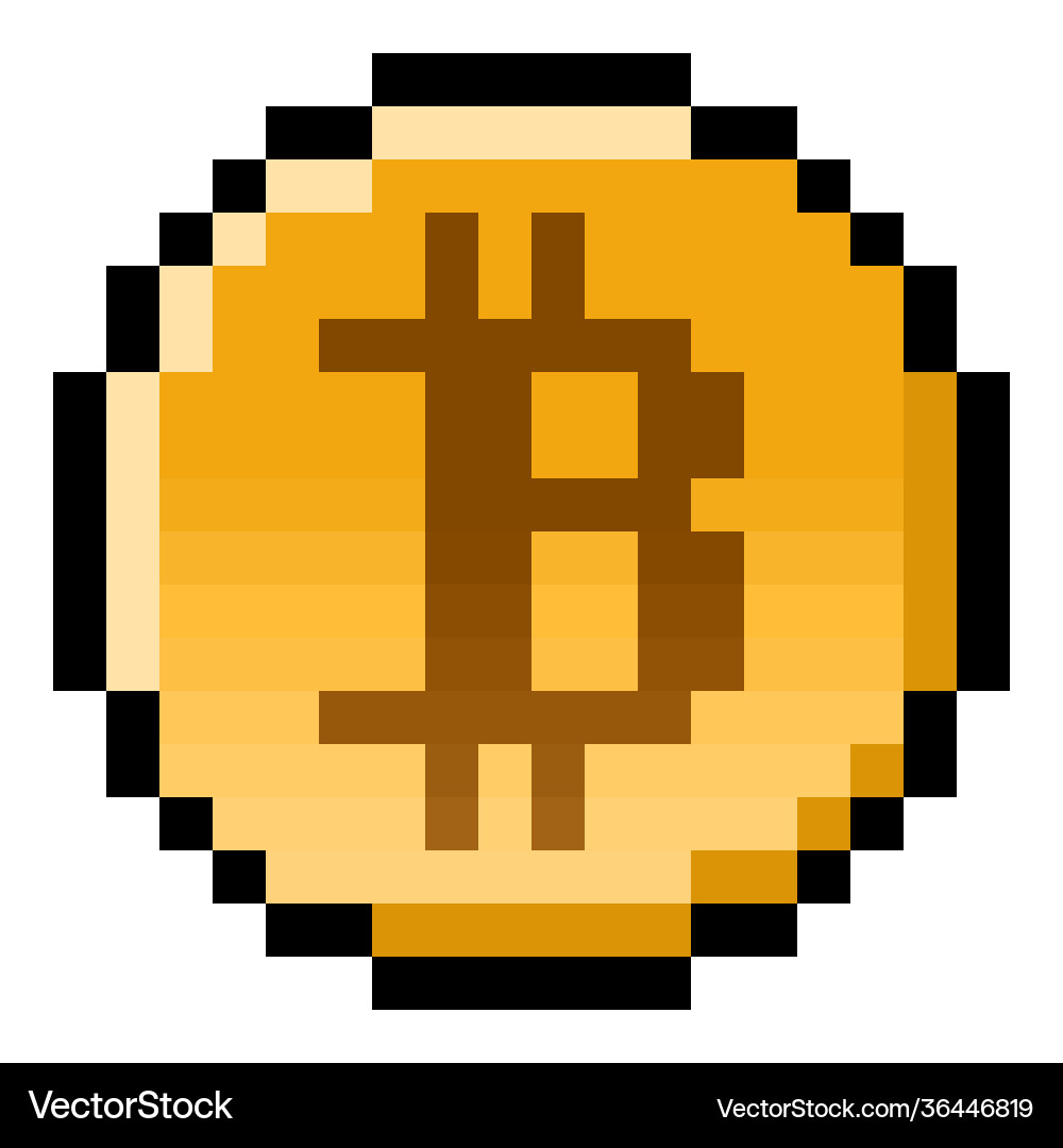 Pixel Bitcoin Coin Artwork – Royalty-Free Vector | VectorStock