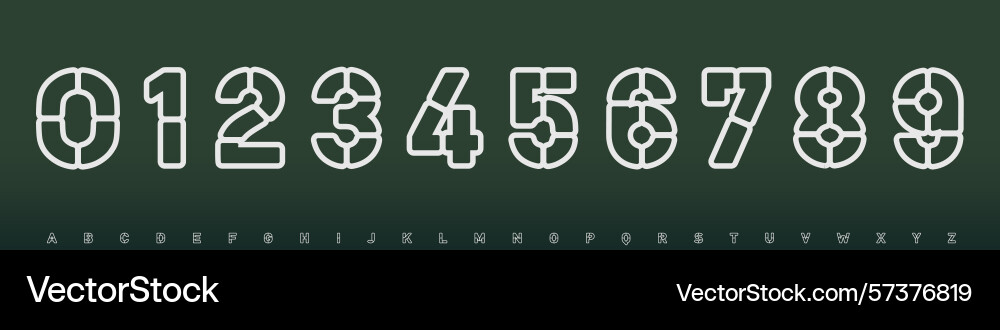 Segmented numeric font outlined tactical numbers Vector Image
