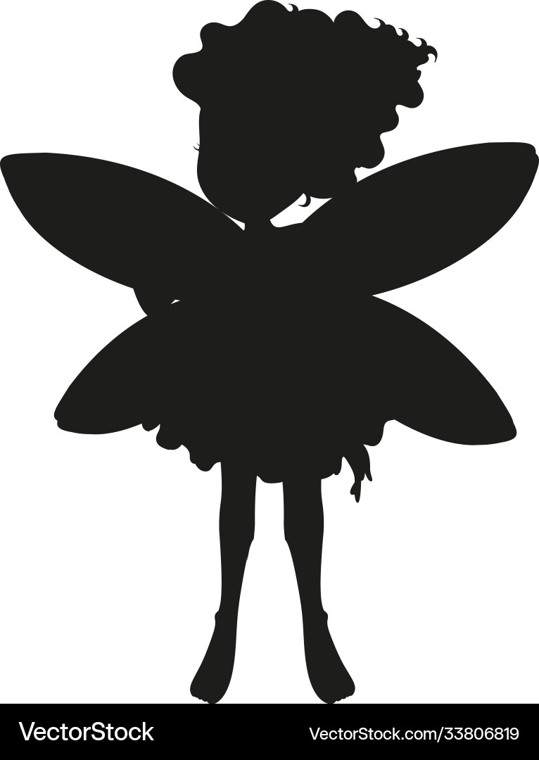 Silhouette fairy character on white background Silhouette fairy character on white background vector image