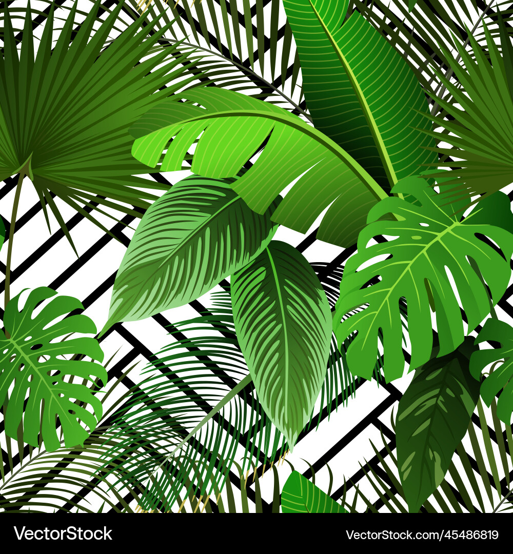 Tropic flower pattern floral print palm leaf Vector Image