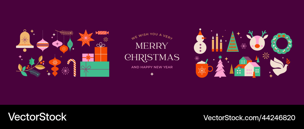 Collection of christmas decorations holiday gifts Collection of christmas decorations holiday gifts vector image
