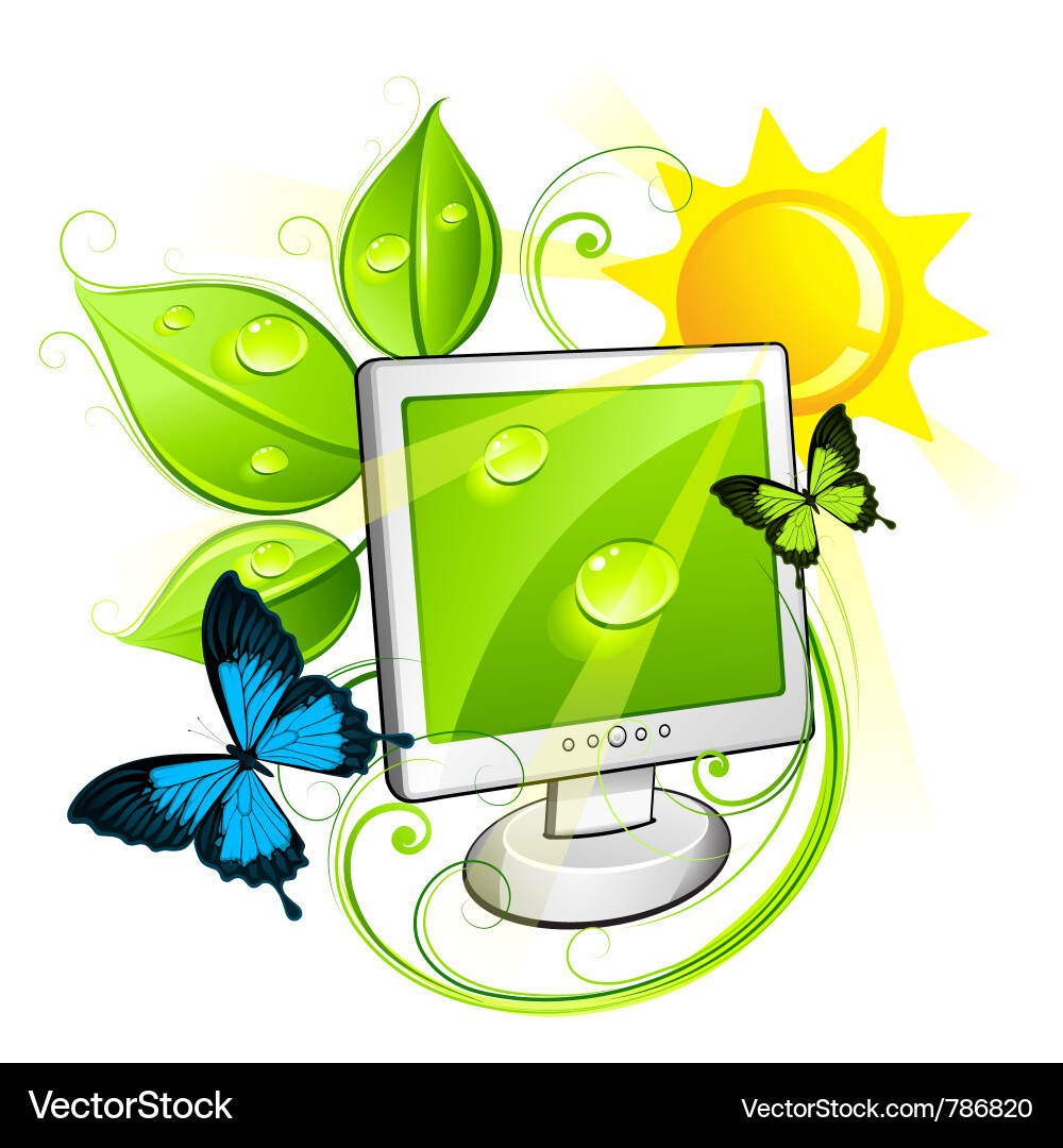Eco-Friendly Computer with Nature vector image