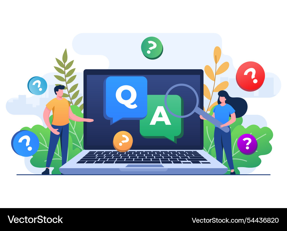 Questions and answers concept flat template Questions and answers concept flat template Vector Image