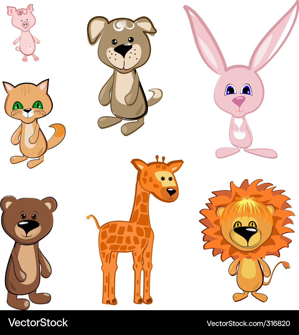 Süße Cartoon Tiersammlung Vektorbild