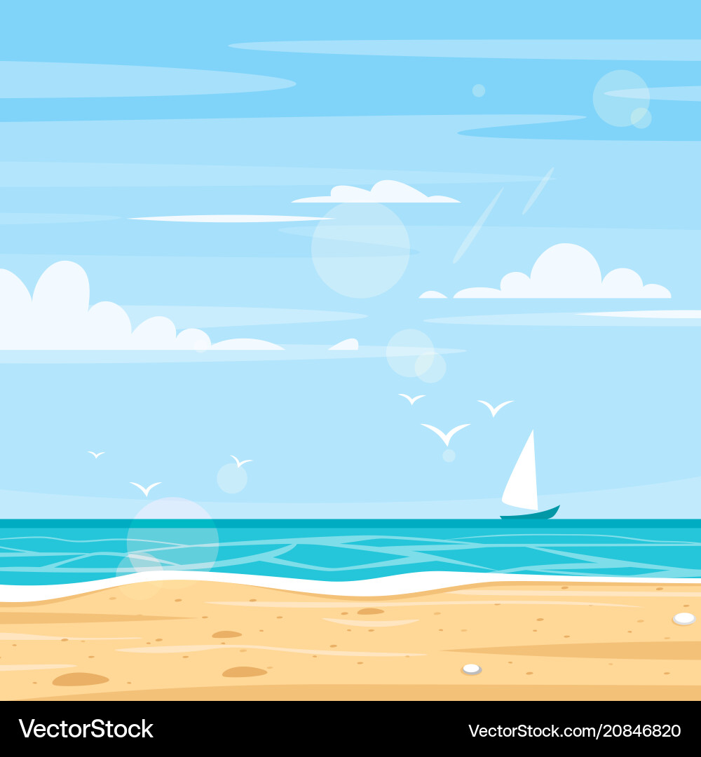 Seaside Shoreline Landscape Vector Image
