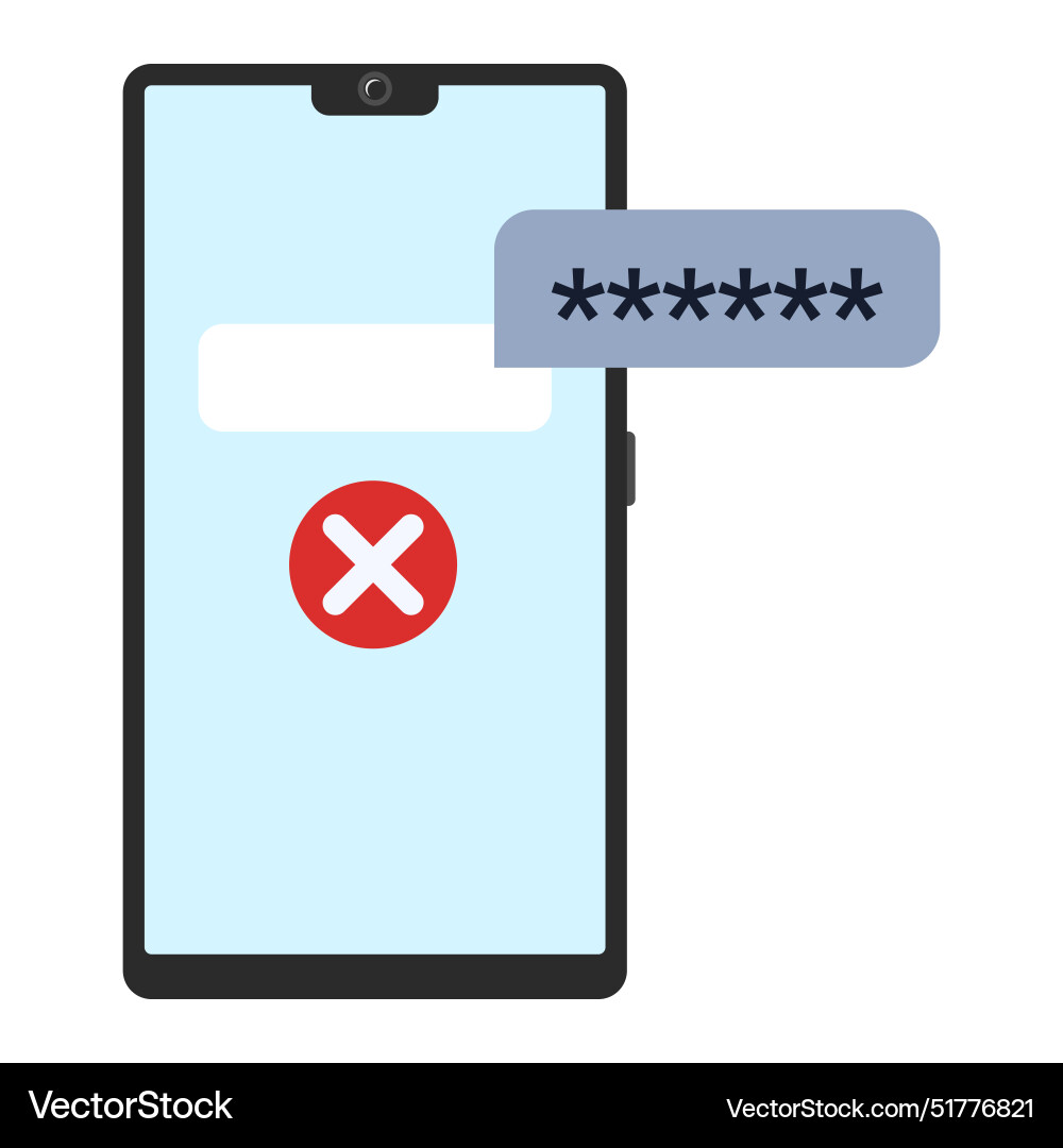 Authentication error on smartphone vector image