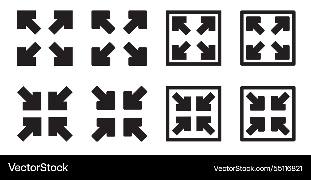 Full screen and exit icon set Full screen and exit icon set vector image