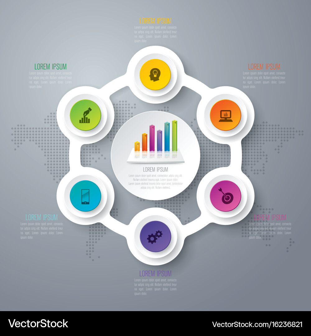 Infographics design with 6 options Royalty Free Vector Image