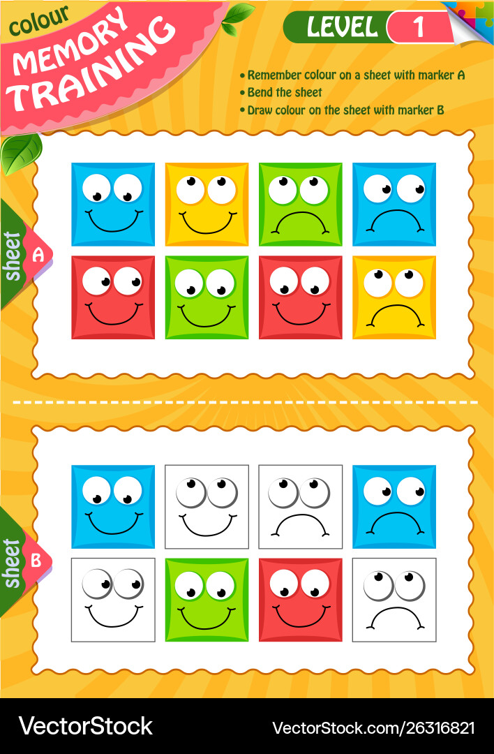 Memory Game: Colour & Smile Matching vector image