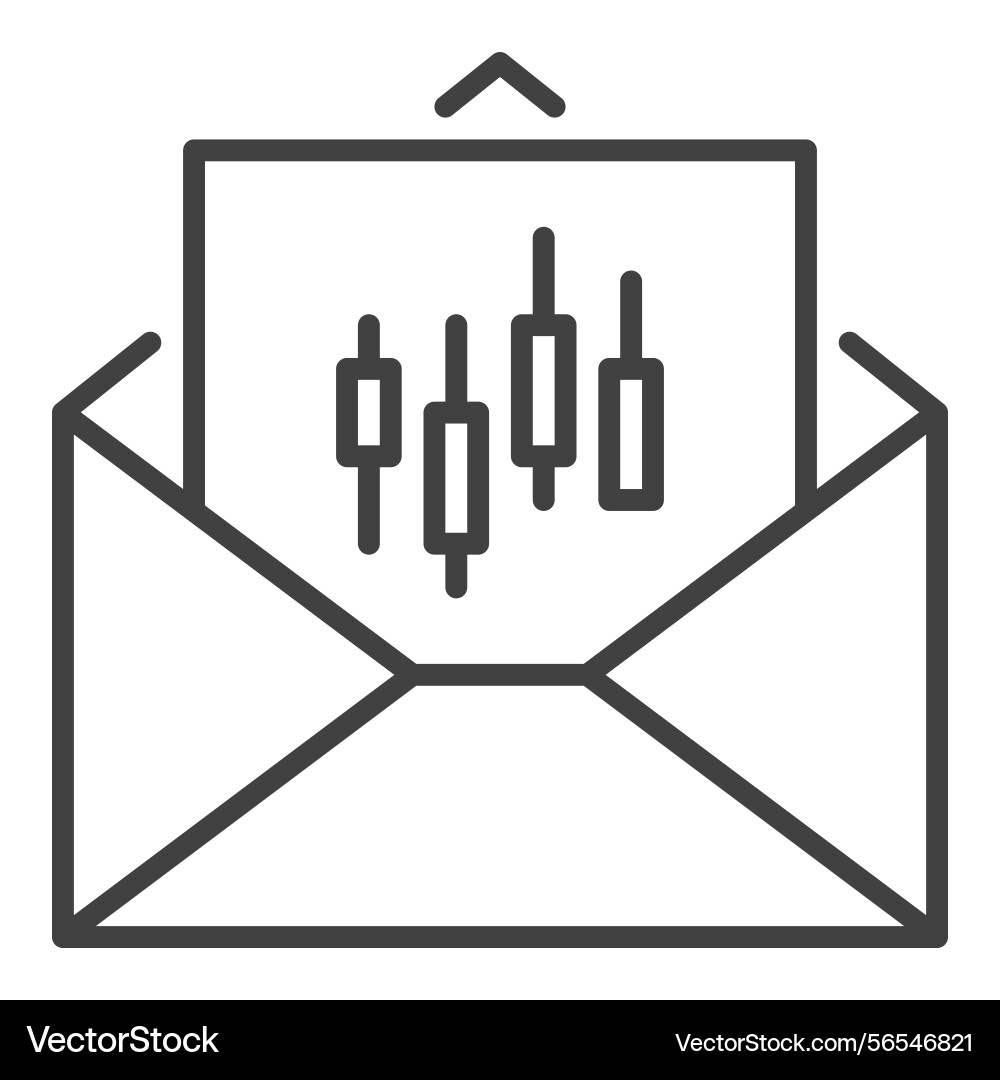 Message with candlestick pattern outline icon Message with candlestick pattern outline icon vector image