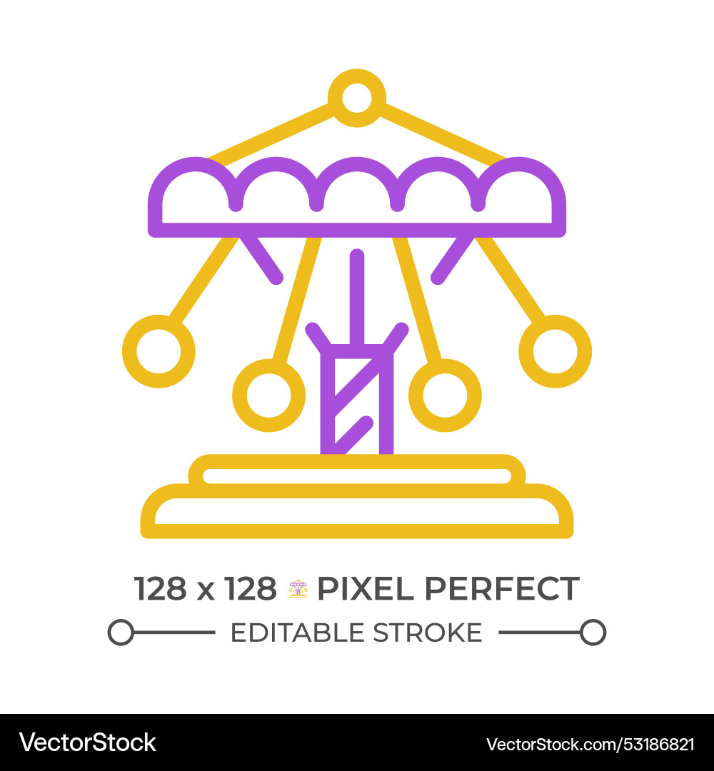 Swinging chain carousel pixel perfect two color Swinging chain carousel pixel perfect two color vector image