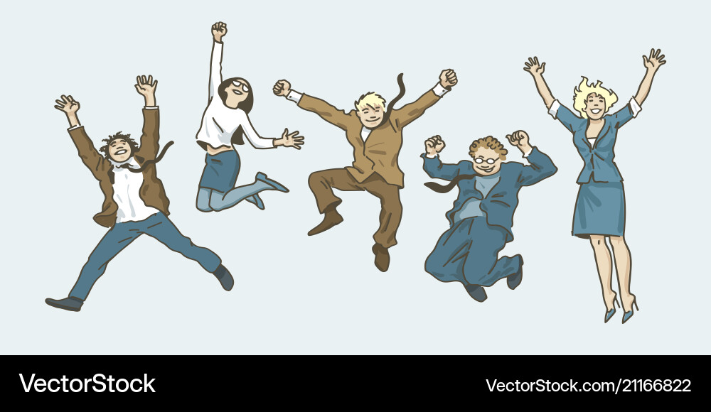 Business team jumping success teamwork concept vector image