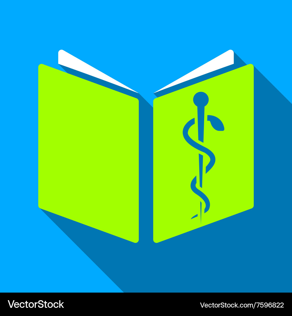 Drug handbook flat long shadow square icon Vector Image