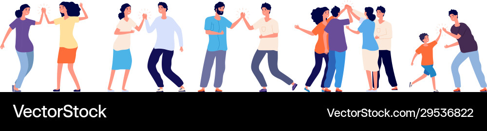 High five cheerful friends and colleagues giving High five cheerful friends and colleagues giving vector image