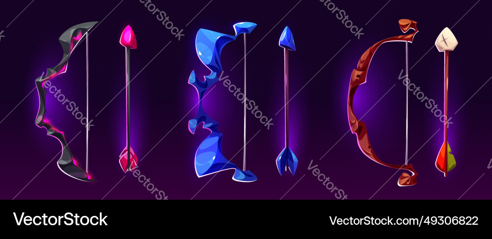 Magic game bows and arrows Magic game bows and arrows vector image