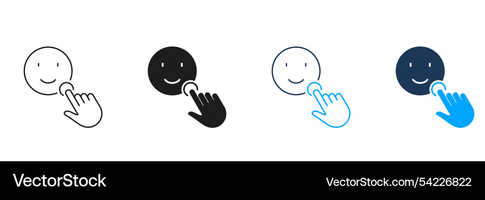 Positive feedback line and silhouette icon set Positive feedback line and silhouette icon set vector image