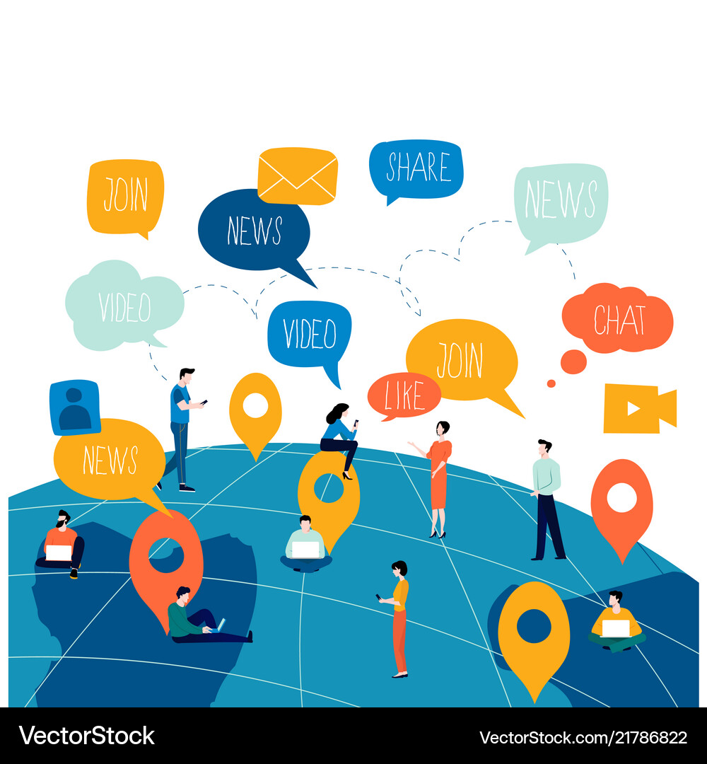 Social network networking people connected – Royalty-Free Vector |  VectorStock, image size:1000x1080