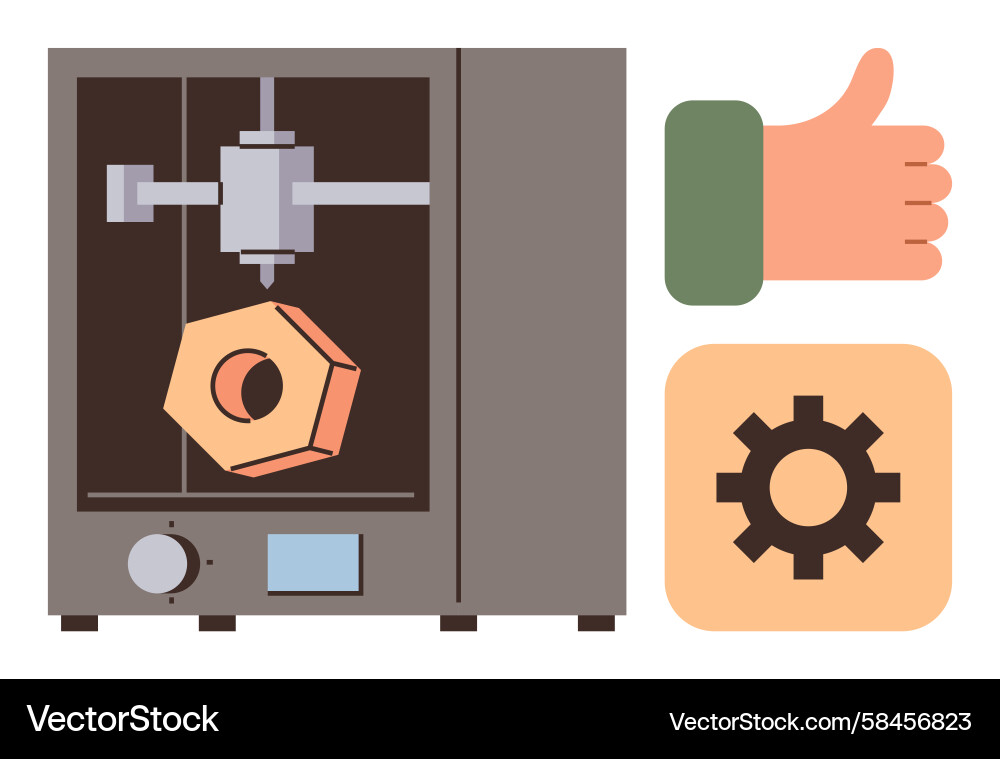 3D Printer Creating Hexagonal Object Vector Image