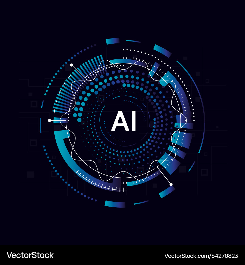 Artificial intelligence circuit line style Artificial intelligence circuit line style vector image