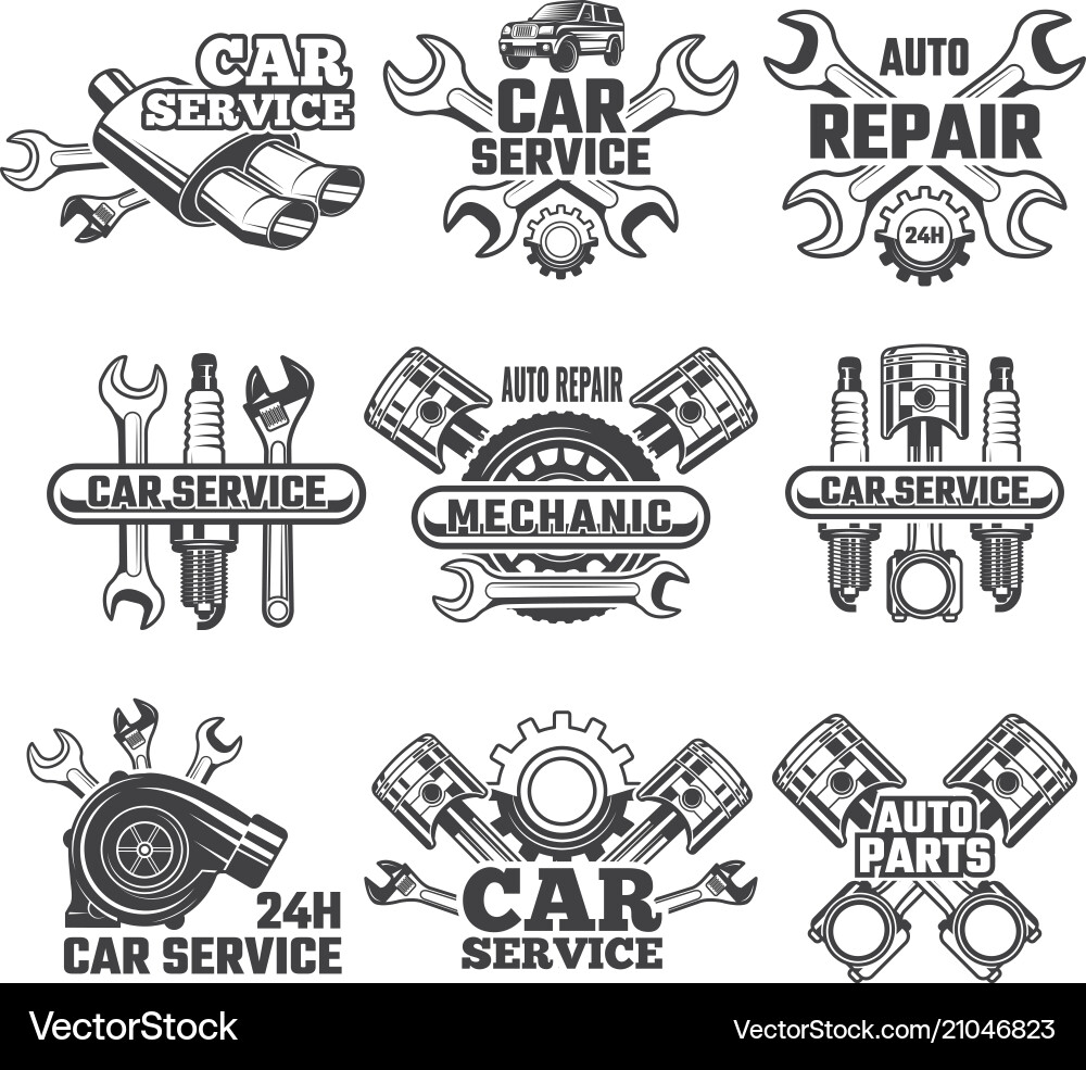 Automotive Repair Labels Vector Image