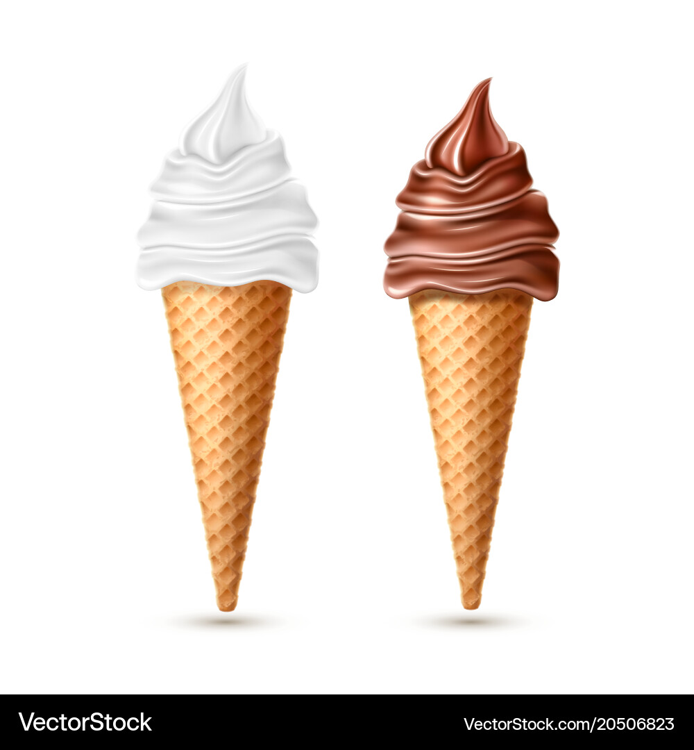 Chocolate Vanilla Ice Cream Cone – Royalty-Free Vector | VectorStock, image size:1000x1080
