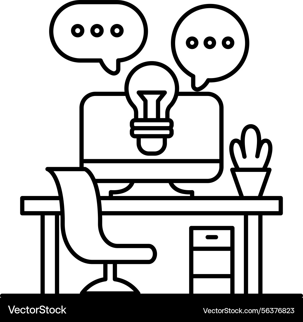 Computer monitor with a light bulb Computer monitor with a light bulb Vector Image