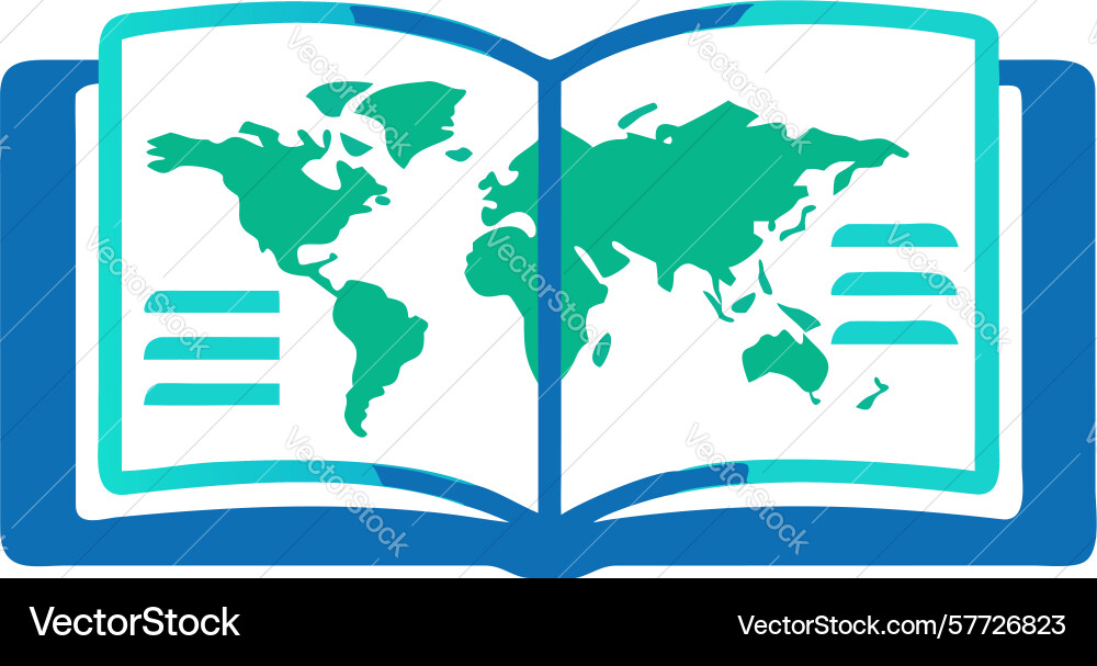 Open book with world map global knowledge vector image