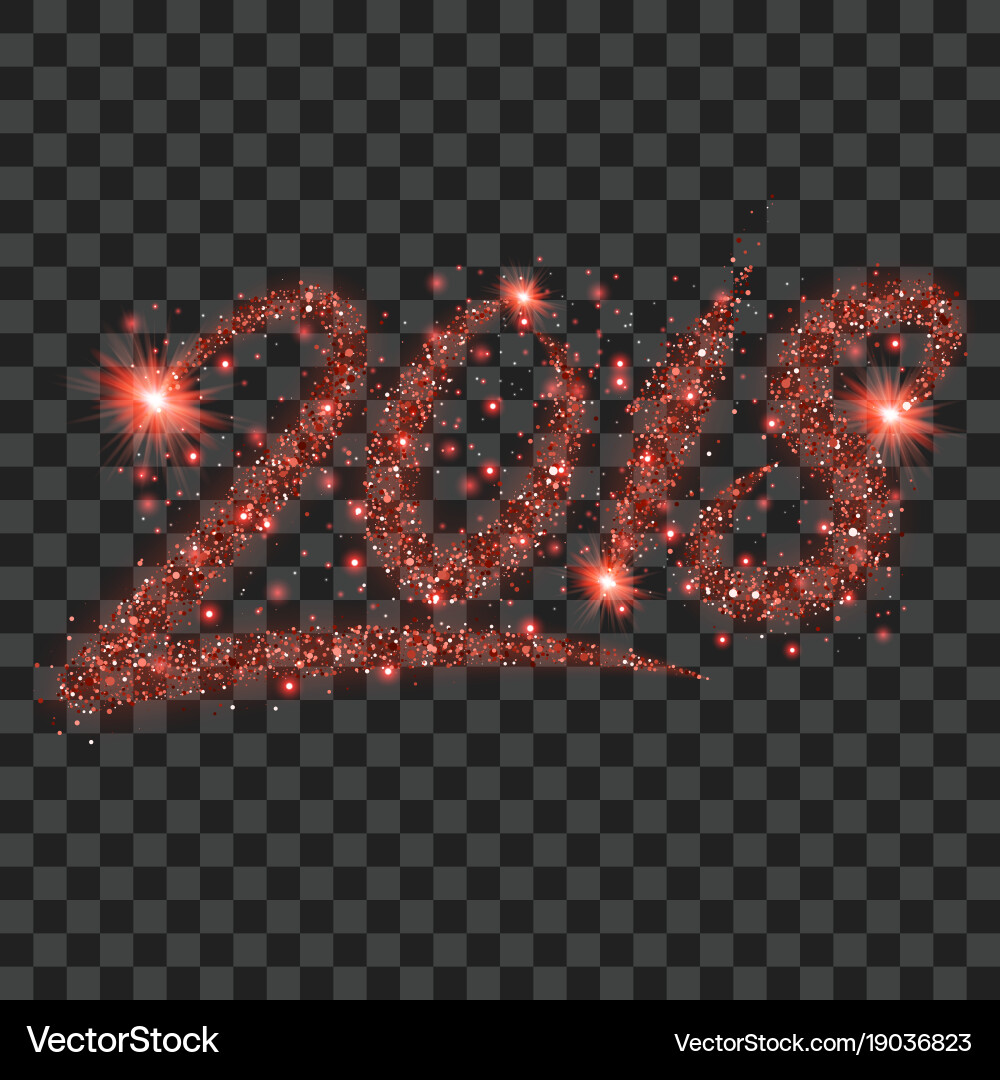 Red particles wave in form of 2018 digits vector image