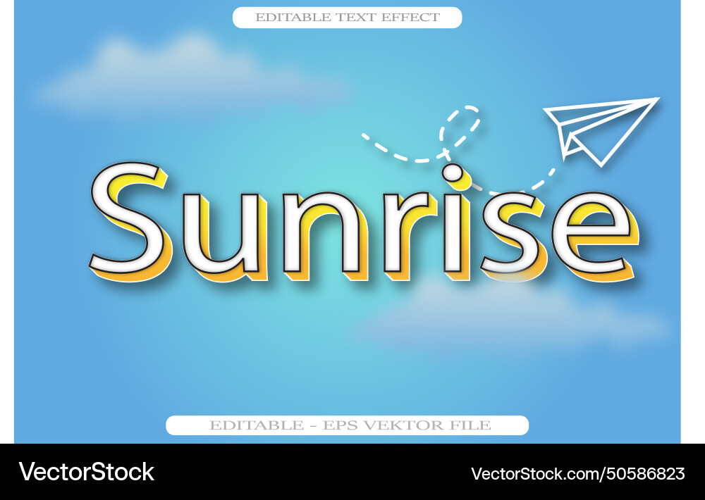 Sunrise editable text effect 3d gradient style Sunrise editable text effect 3d gradient style vector image
