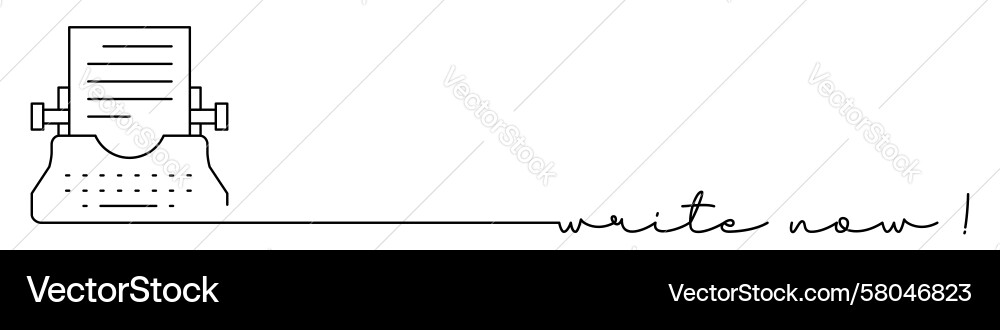 Write now one line icon with caption continuous Write now one line icon with caption continuous Vector Image