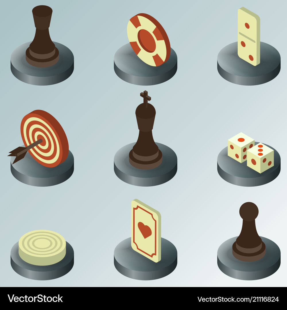 Board game color isometric icons Vector Image