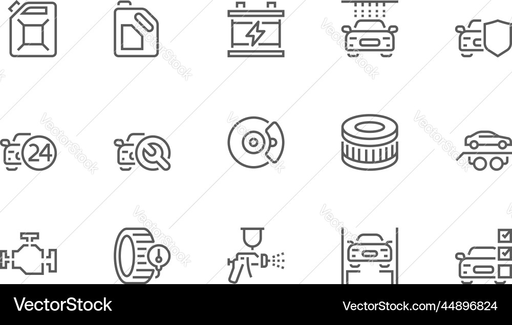 Car Service & Repair Line Icons Vector Image