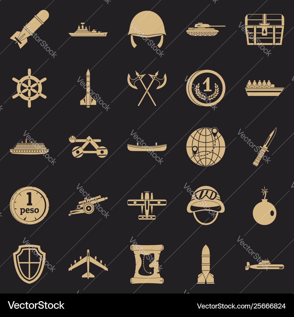 Combative icons set simple style Combative icons set simple style Vector Image