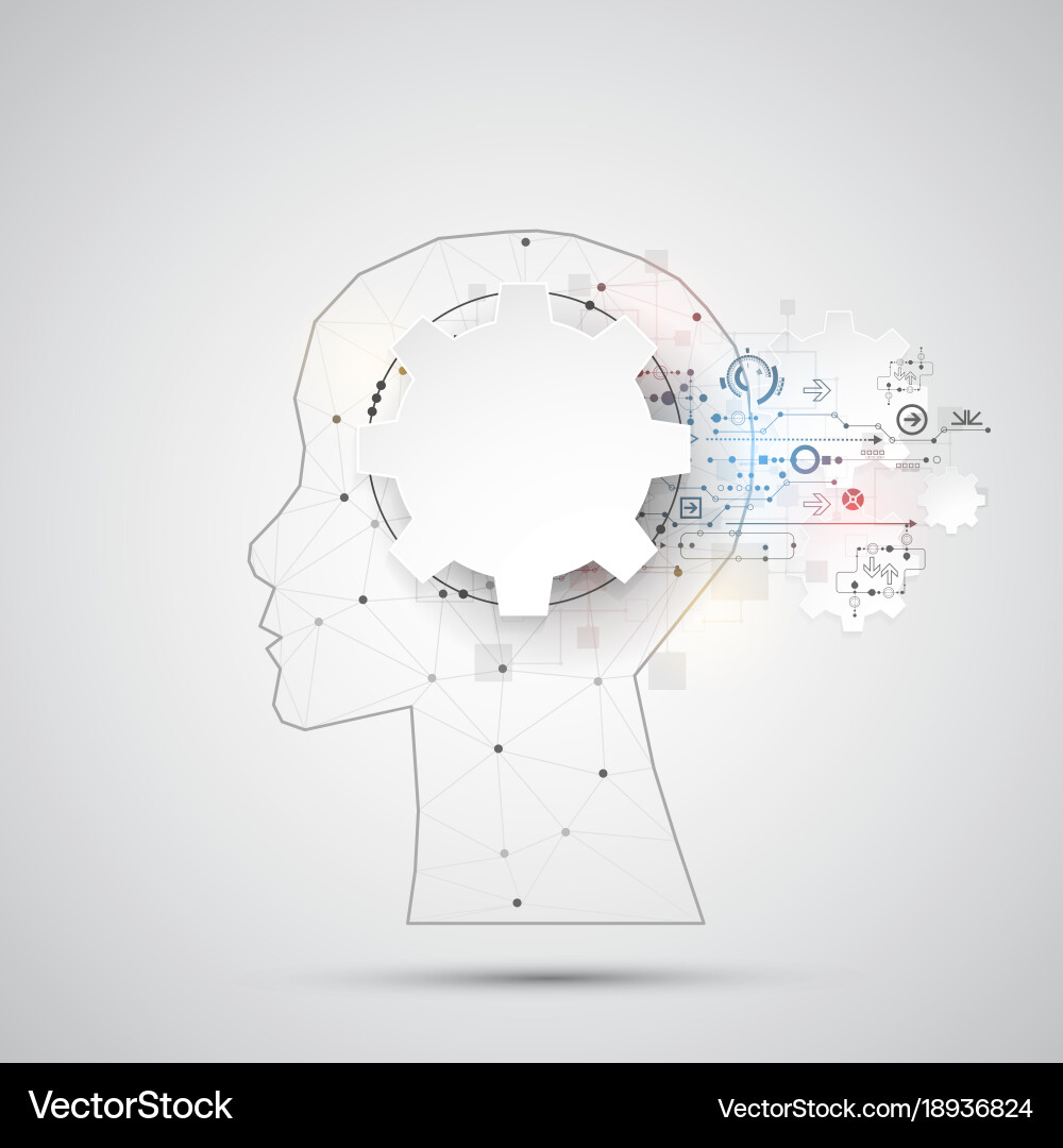 Creative brain concept background with triangular vector image