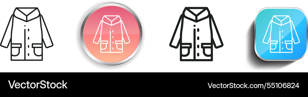 Jacket icon thin linear regular and button style vector image