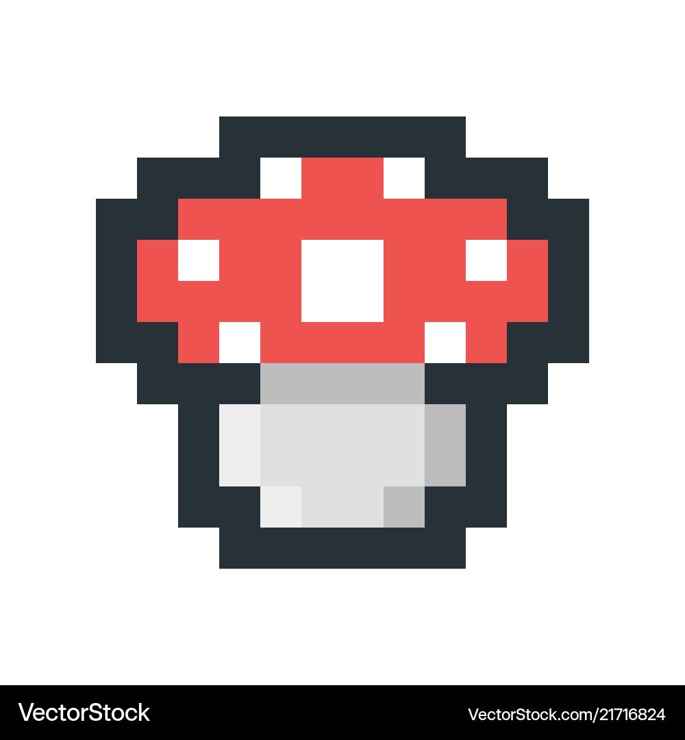 Mushroom pixel art icon Mushroom pixel art icon vector image