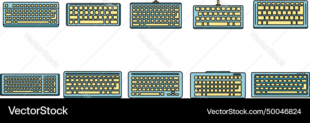 Work keyboard icons set color line Work keyboard icons set color line vector image